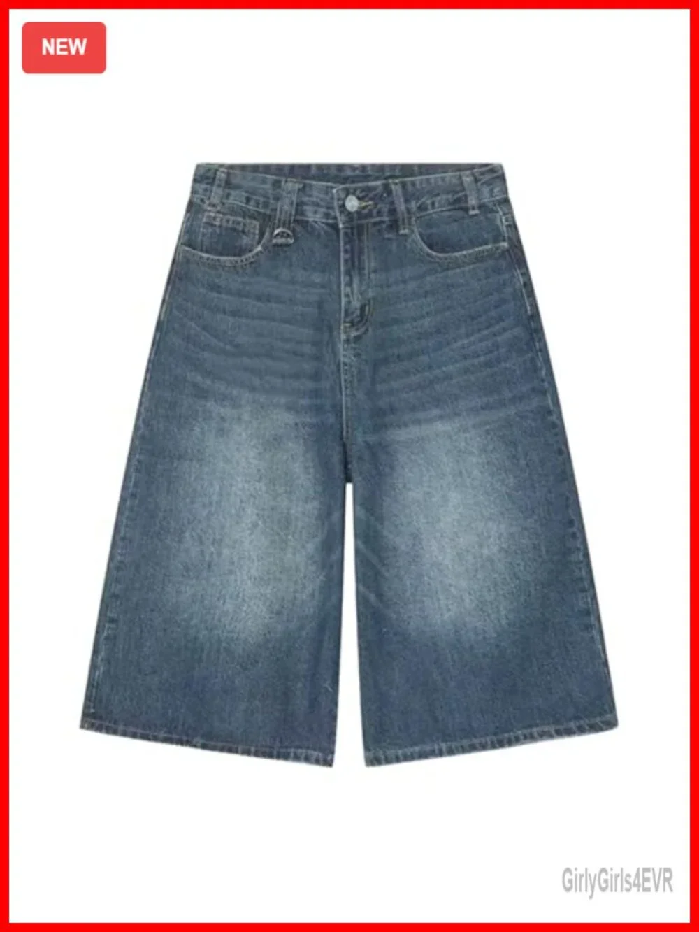 Baggy Wide Leg Denim Shorts Y2K Low Rise Streetwear Summer Casual